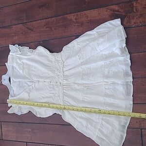 PAIGE White Shortsleeve Ruffle Hem Lightweight Dress Size M